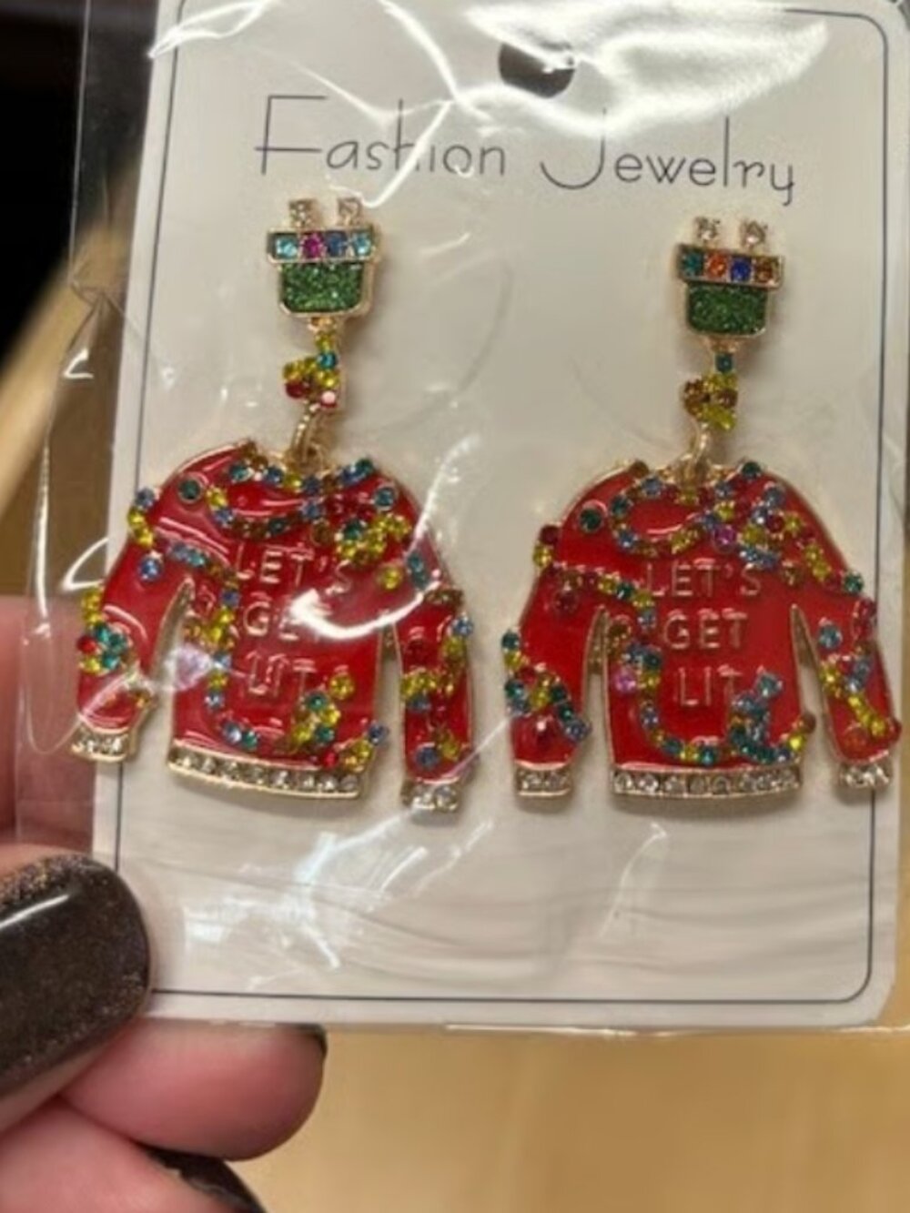 Christmas Ugly Sweater "Let's Get Lit" Earrings NEW!